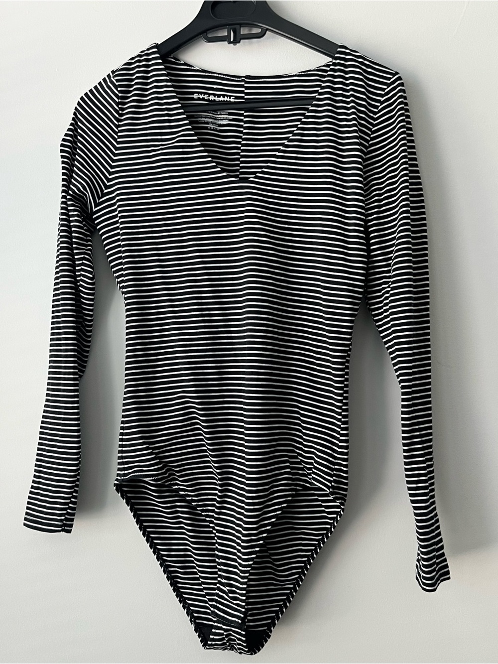 Everlane Black & White Striped Long-Sleeve Bodysuit